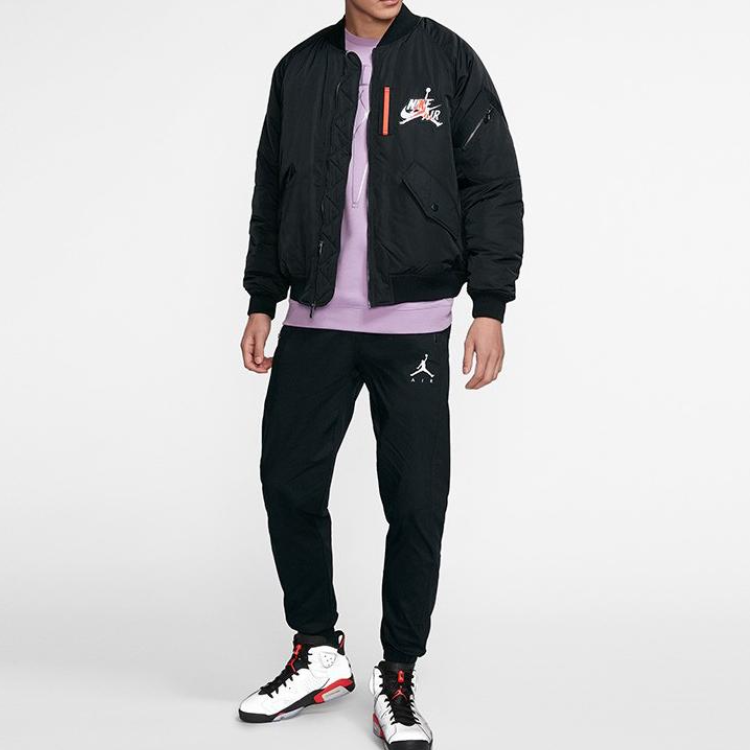 Details for 乔丹Wings MA-1黑色冬季男款印花飞行员夹克 AV2599-010