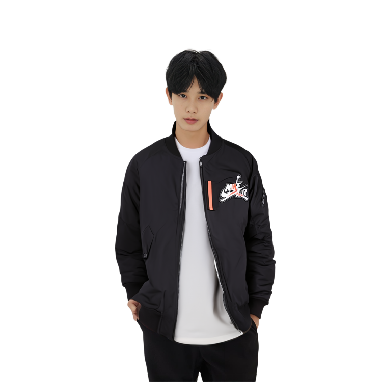 Sizing 乔丹Wings MA-1黑色冬季男款印花飞行员夹克 AV2599-010