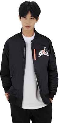 乔丹Wings MA-1黑色冬季男款印花飞行员夹克 AV2599-010 Sizing 乔丹Wings MA-1黑色冬季男款印花飞行员夹克 AV2599-010