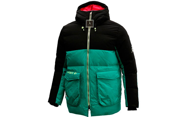 Order Jordan 冬季羽絨外套 黑綠拼色連帽款 CK6662-011