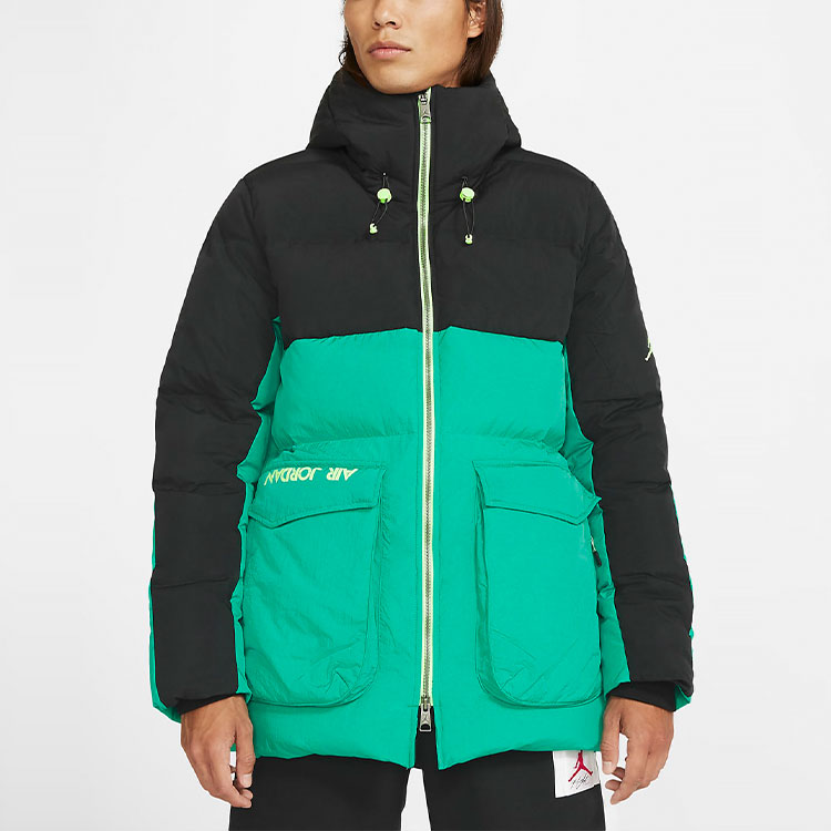 Purchase Jordan 冬季羽絨外套 黑綠拼色連帽款 CK6662-011