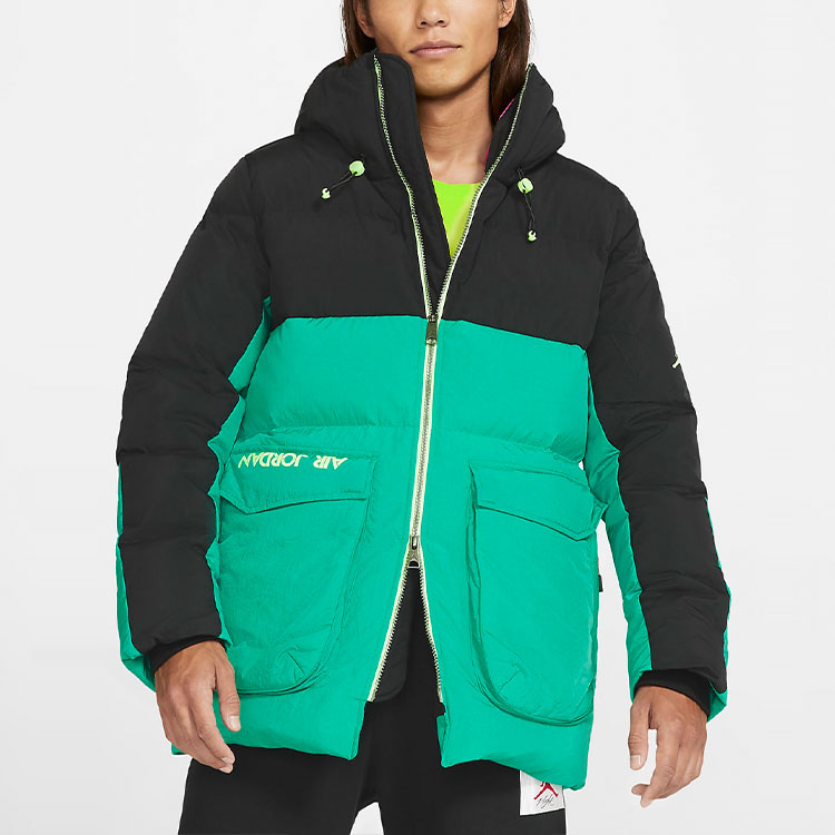 Sizing Jordan 冬季羽絨外套 黑綠拼色連帽款 CK6662-011