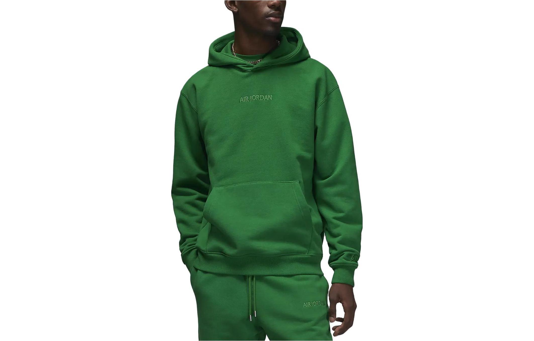 Jordan Wordmark Logo Pullover Hoodie Green Long Sleeve FJ1966-302