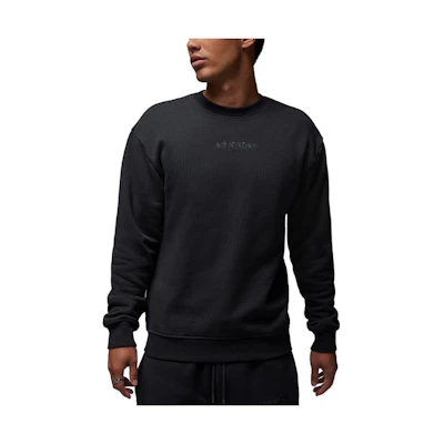 Jordan Wordmark Pullover Sweatshirt Mens Black Crewneck Casual Long Sleeve FJ7789-045