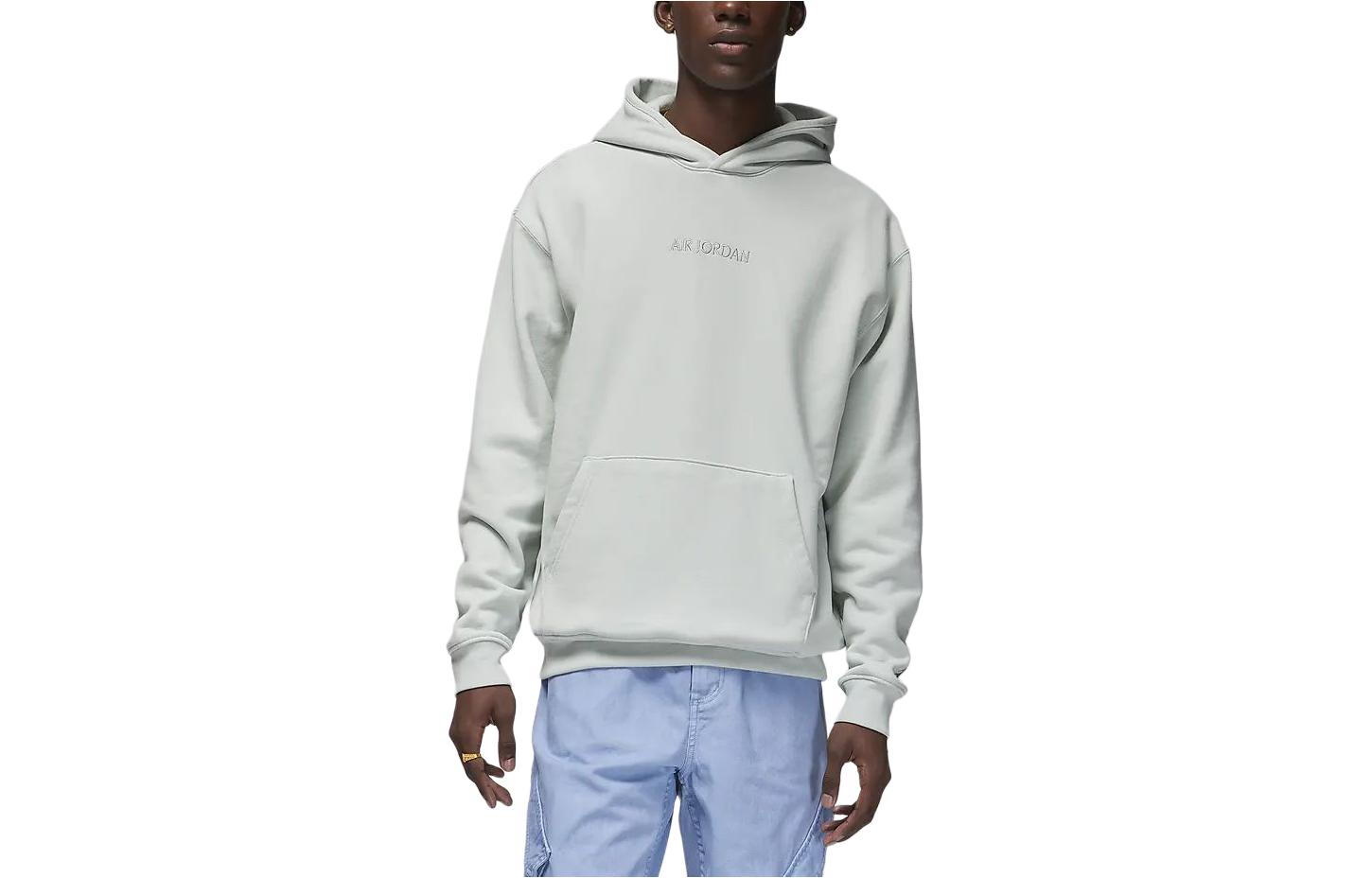 Jordan Wordmark Solid Color Silver Hoodie Long Sleeve Casual Sweatshirt FJ1967-034