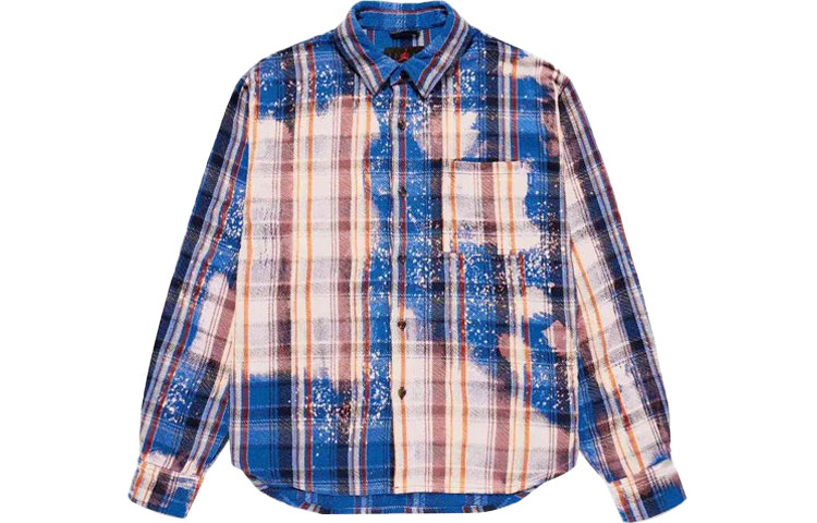 Order Jordan x Awake NY Plaid Button-Up Long-Sleeve Shirt Navy Unisex Casual Style FQ5454-498