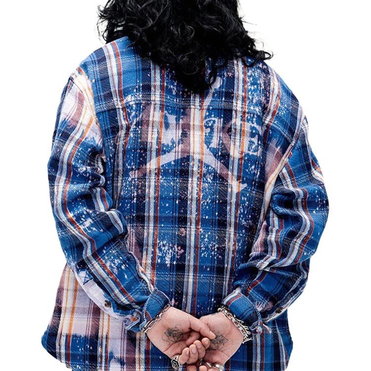 Details for Jordan x Awake NY Plaid Button-Up Long-Sleeve Shirt Navy Unisex Casual Style FQ5454-498