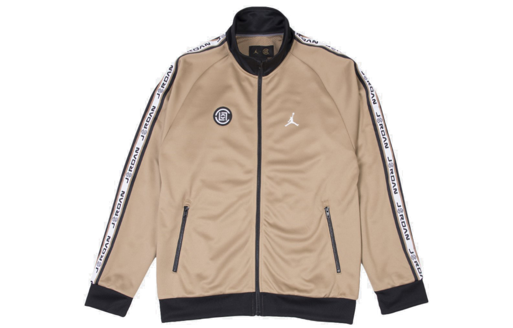 Order Jordan x CLOT Logo Tape Track Jacket Pasir Kelabu AR8401-213
