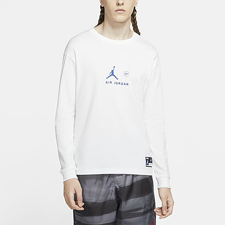 Shop ジョーダン x フラグメント デザイン コラボ クルーネック 長袖 ティー アジア ホワイト DA2982-094