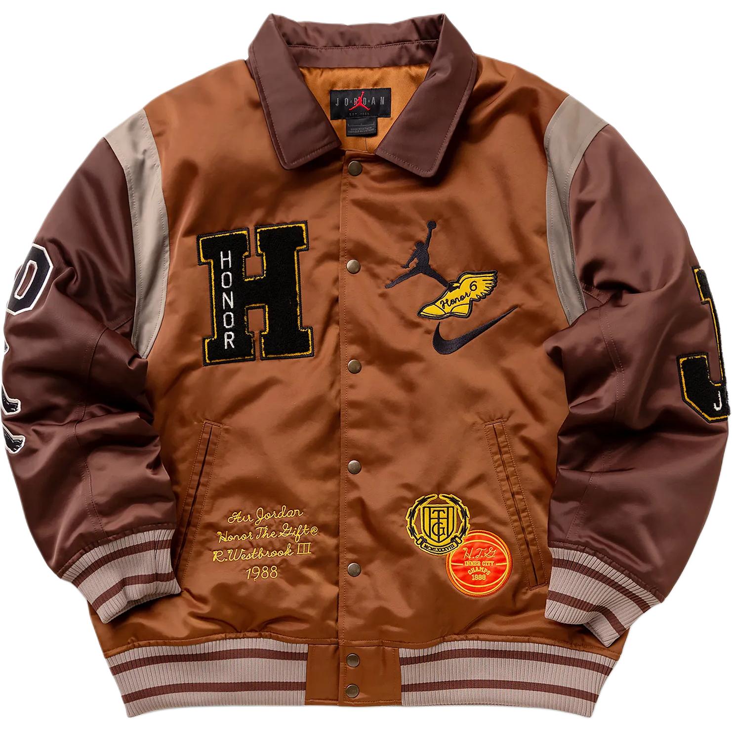 Jordan x HTG SS23 Collaboration  Brown Embroidered Logo Sports Jacket. DX6243-204