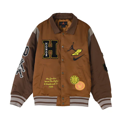 Jordan HTG SS23 Collaboration Brown Embroidered Varsity Jacket Asia Edition DX6244-204