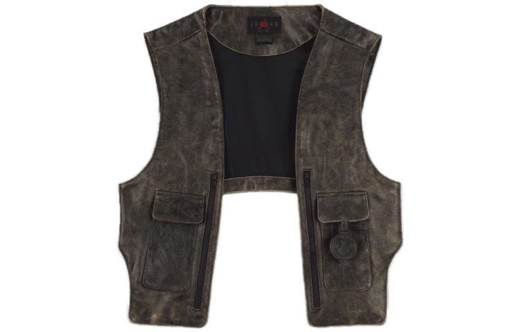 Jordan x J Balvin FW23 Pocket Design Leather Vest Brown Unisex Asia Edition FJ6134-010