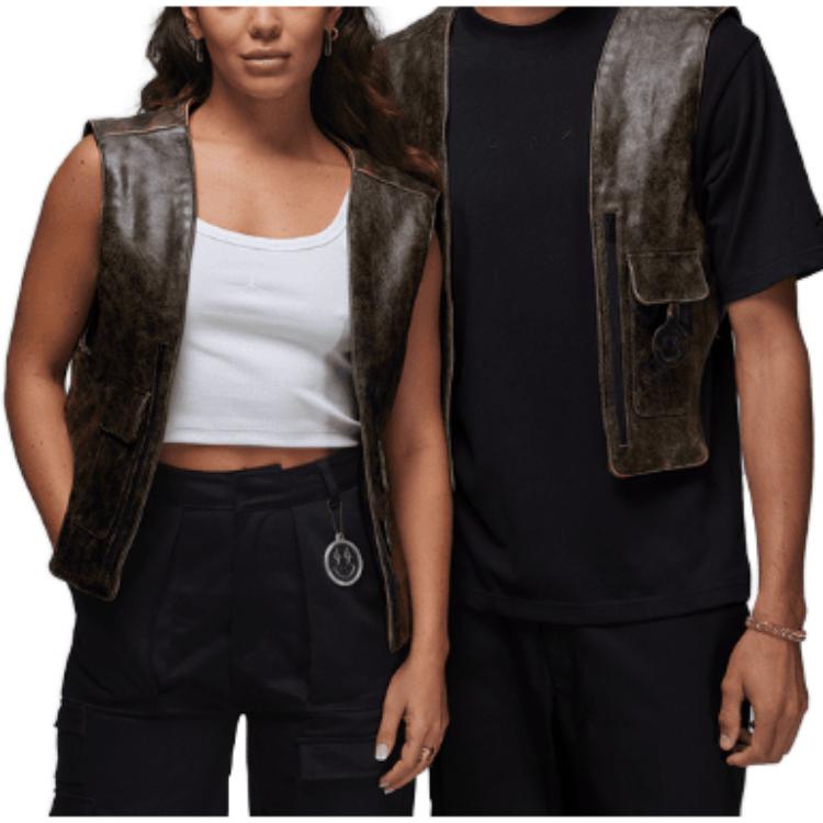 Shop Jordan x J Balvin FW23 口袋設計皮革背心棕色 男女款 亞洲版 FJ6134-010
