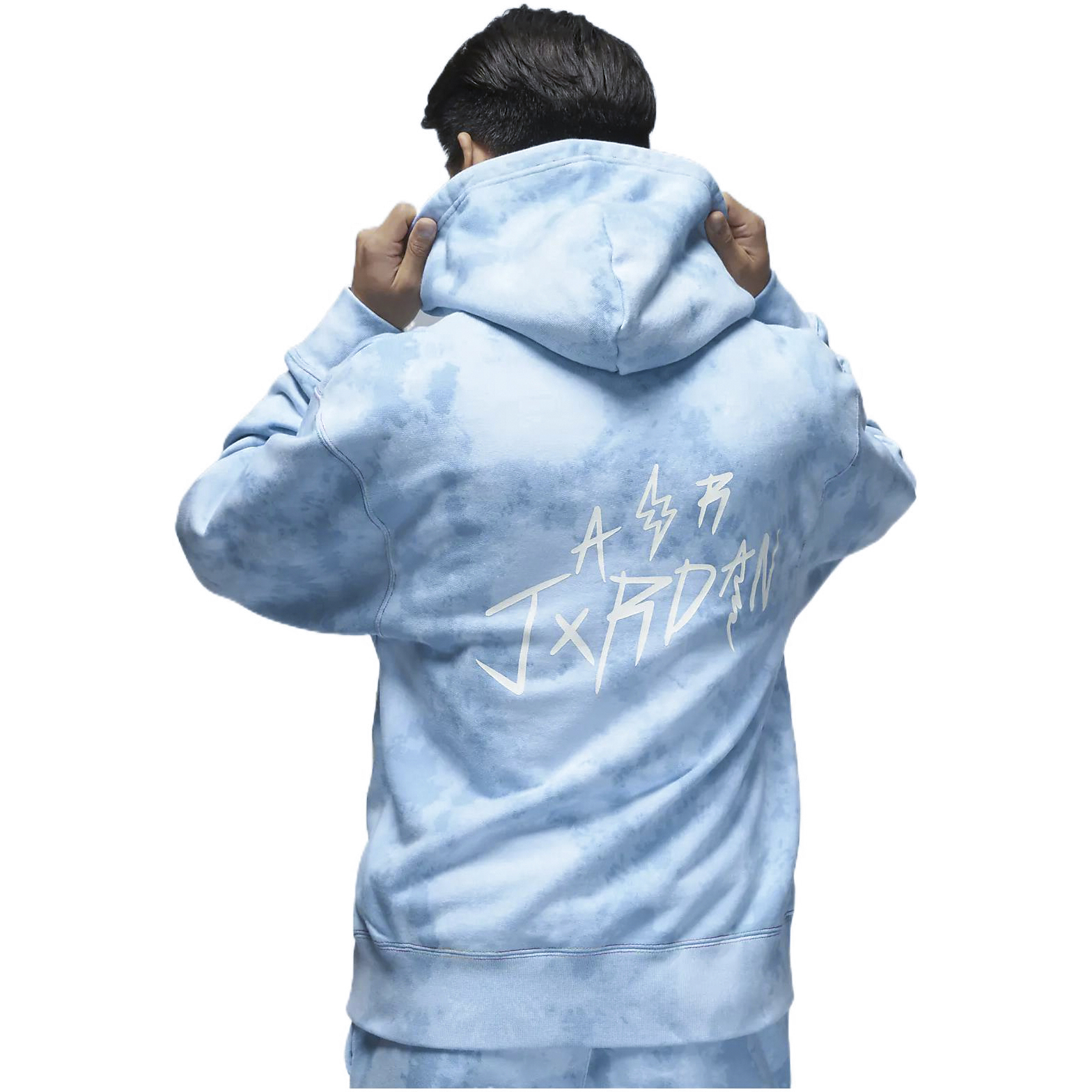 Jordan J Balvin Hoodie Blue  Washed Letter Print Long Sleeve Pullover. DR2959-447 圖 7