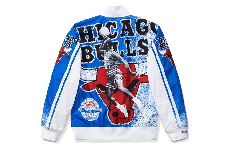 Jordan Mitchell & Ness Unisex White Sublimated Graphic Jacket CW0884-100