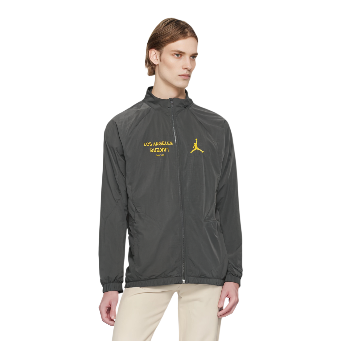 Shop 乔丹联名NBA湖人队标志灰色/烟紫色男士拉链夹克 FV8193-254