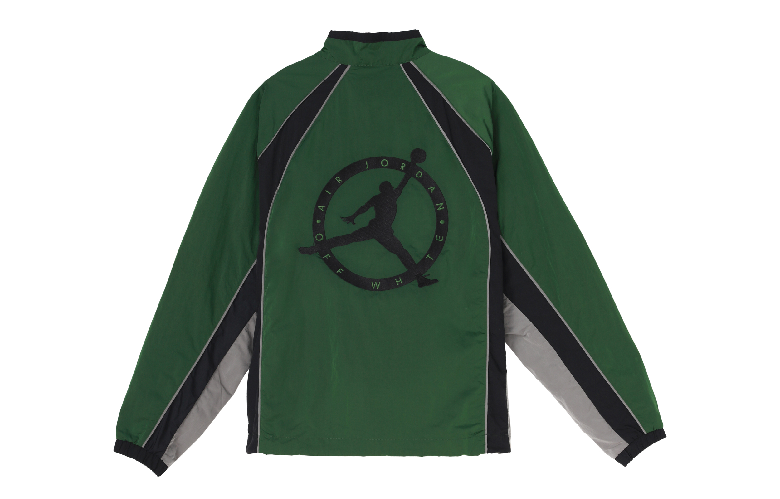 Lookbook Jordan x OFF-WHITE Jaket Track Retro Hijau Kolaborasi Edisi Asia CV3503-361