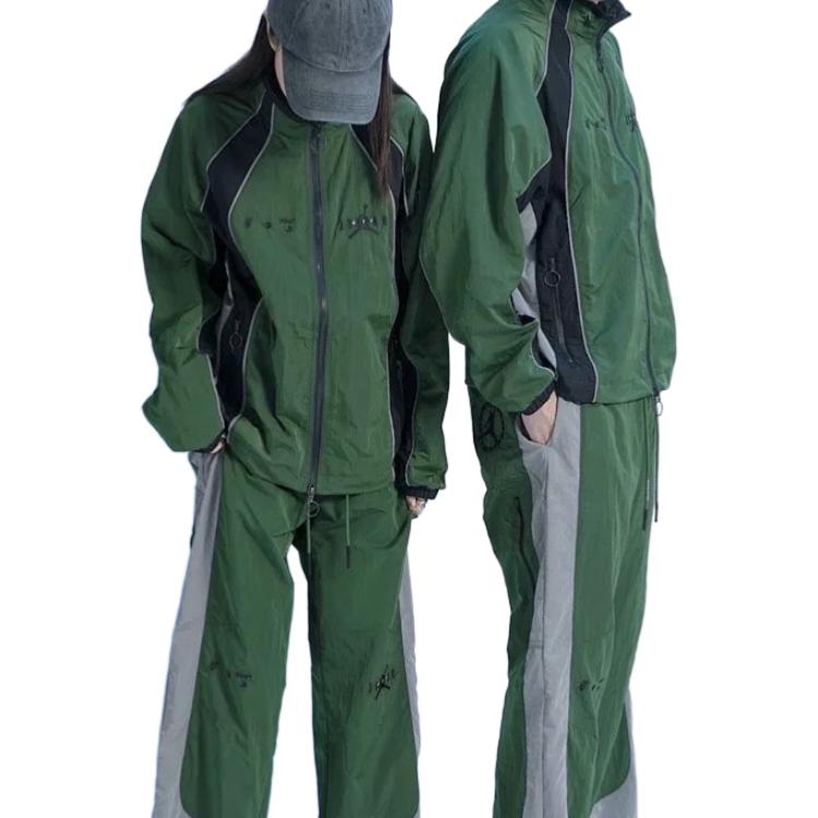 Shop Jordan x OFF-WHITE Jaket Track Retro Hijau Kolaborasi Edisi Asia CV3503-361