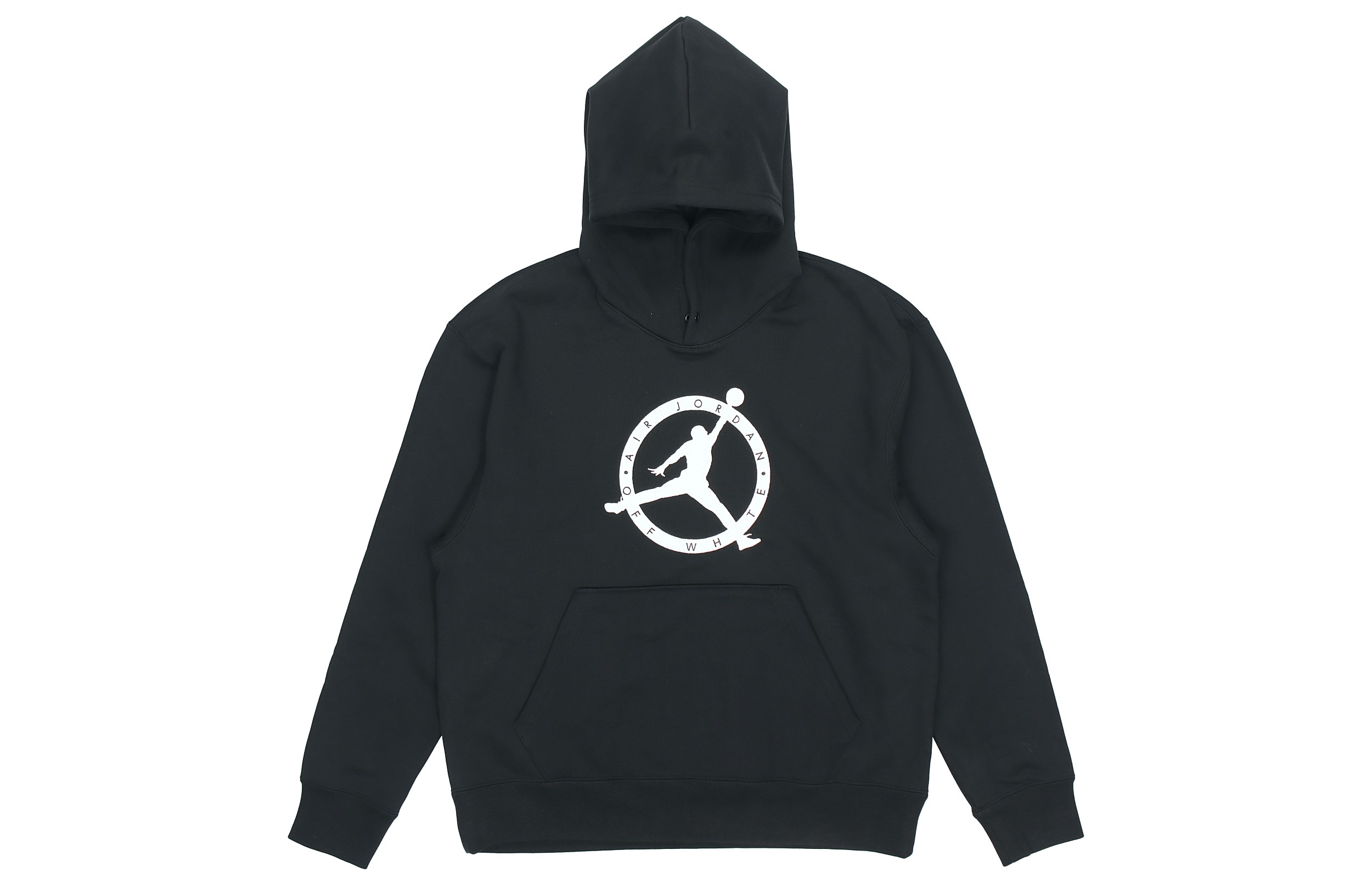 Jordan Off-White Logo Embroidered Fleece Hoodie Black DM0060-010