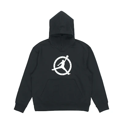 Jordan Off-White Logo Embroidered Fleece Hoodie Black DM0060-010