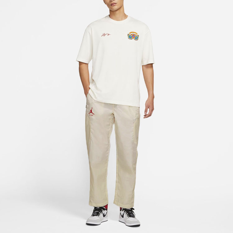 Shop 乔丹x OFF-WHITE 标志印花休闲针织长裤 亚洲卡其版 DB4251-233