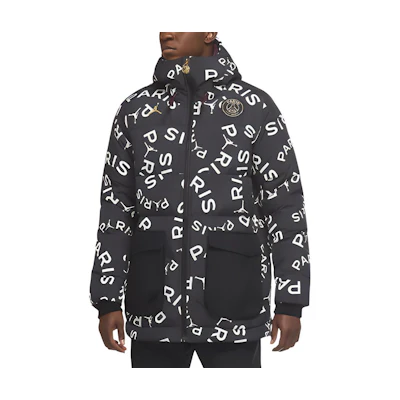 Jordan PSG AOP Logo Full-Print Hooded Down Jacket . CK9736-010