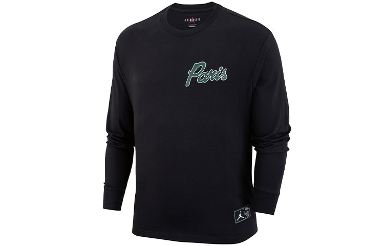 Jordan PSG Black Letter Print Crewneck Sweatshirt Long Sleeve DB6513-010