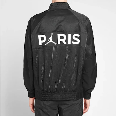 Jordan x PSG Jaket Hitam Lengan Panjang Berkerah Ritsleting. BQ8369-010 Details for Jordan x PSG Jaket Hitam Lengan Panjang Berkerah Ritsleting. BQ8369-010