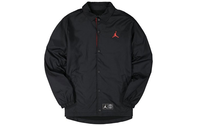 Lookbook Jordan x PSG Collaboration Black Casual Sports Polo Jacket BQ4213-011