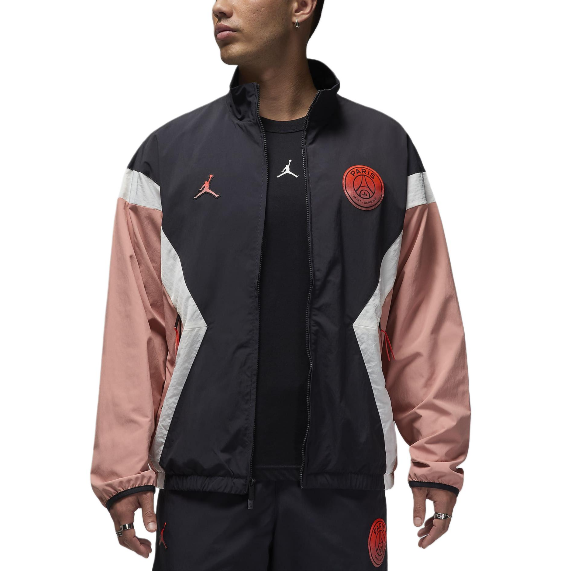 Shop 乔丹联名巴黎圣日耳曼FW24徽标连帽拉链夹克 黑粉中性款 FV7740-685