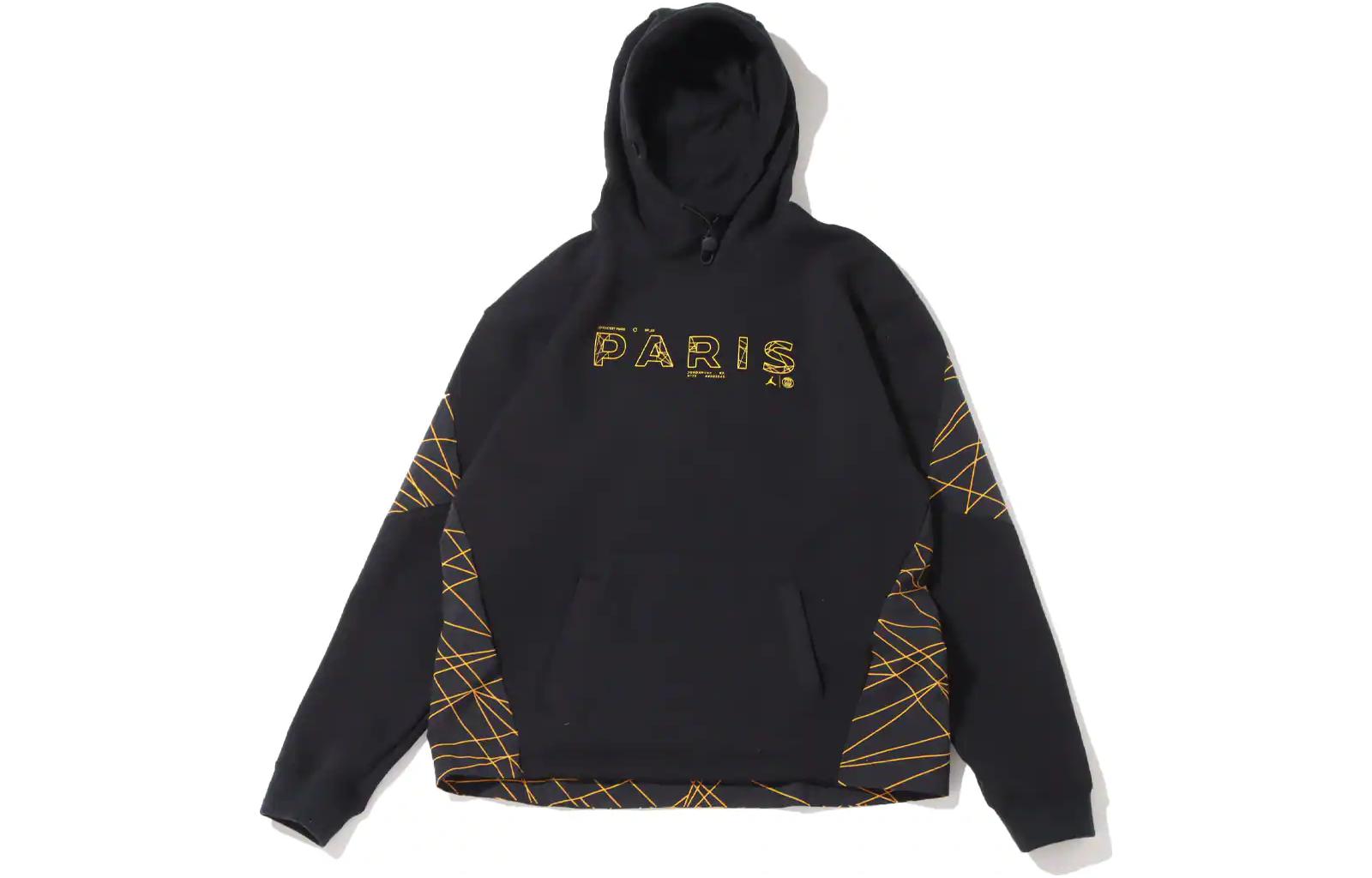 Jordan PSG Hoodie Black Line Graphic Logo Print Drawstring Pullover DV0614-010