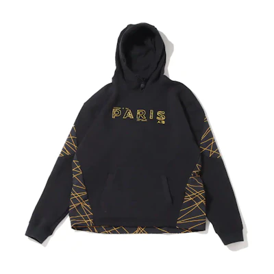 Jordan PSG Hoodie Black Line Graphic Logo Print Drawstring Pullover DV0614-010