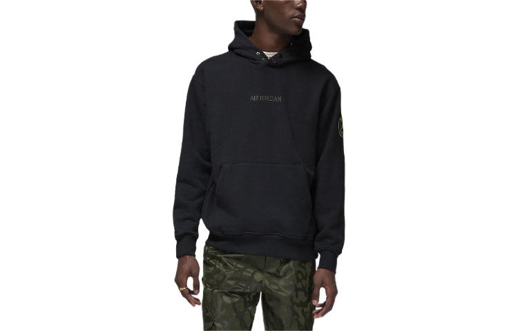 Jordan PSG Logo Embroidered Loose Fit Fleece Hoodie Men’s Black FN5324-010