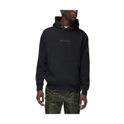 Jordan PSG Logo Embroidered Loose Fit Fleece Hoodie Men’s Black FN5324-010