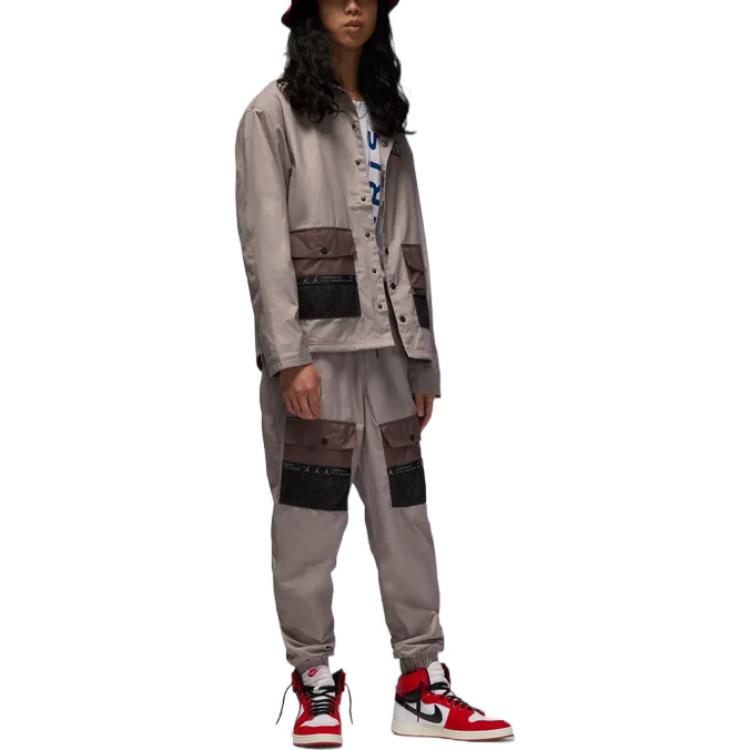 Lookbook Jordan x PSG Logo Patch Utility Jacket Brown Workwear Style DM3105-010