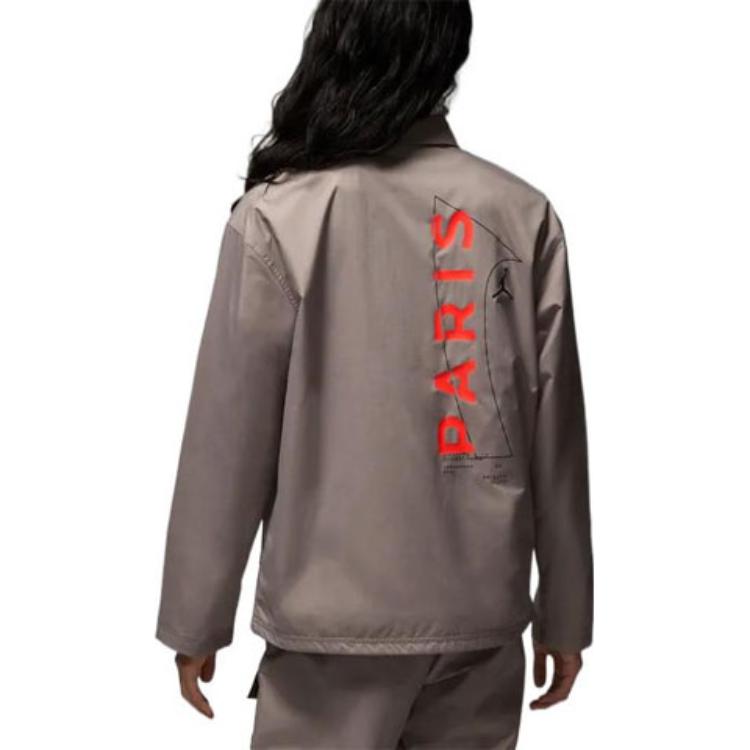 Purchase Jordan x PSG Logo Patch Utility Jacket Brown Workwear Style DM3105-010