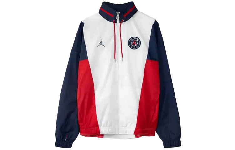 Jordan PSG White/Blue Colorblock Logo Packable Hooded Jacket DB6487-100