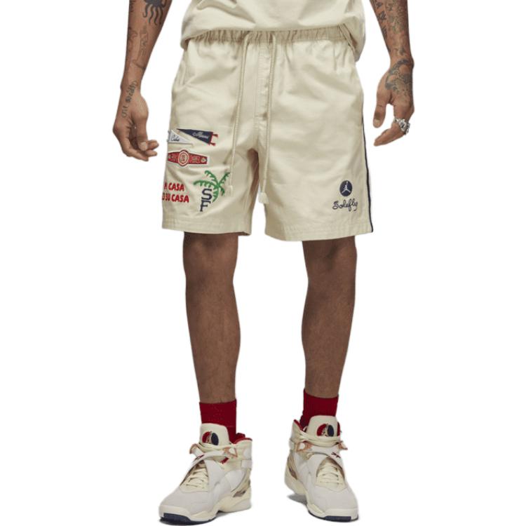 Shop Jordan x SoleFly FW23 Seluar Pendek Kasual Lelaki Logo Sulaman Off-White. FQ3806-203