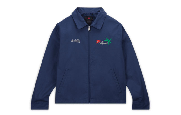 Jordan SoleFly FW23 Embroidered Polo Zip Jacket Casual Blue - FQ3804-410