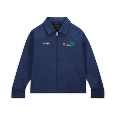 Jordan SoleFly FW23 Embroidered Polo Zip Jacket Casual Blue - FQ3804-410