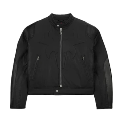 Jordan Travis Leather Jacket Black with Zip & Letter Details DZ5475-010