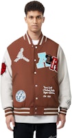 조던 x 트래비스 스캇 브라운 패치워크 레터 프린트 남성 야구 자켓. DO4104-256 Shop 조던 x 트래비스 스캇 브라운 패치워크 레터 프린트 남성 야구 자켓. DO4104-256