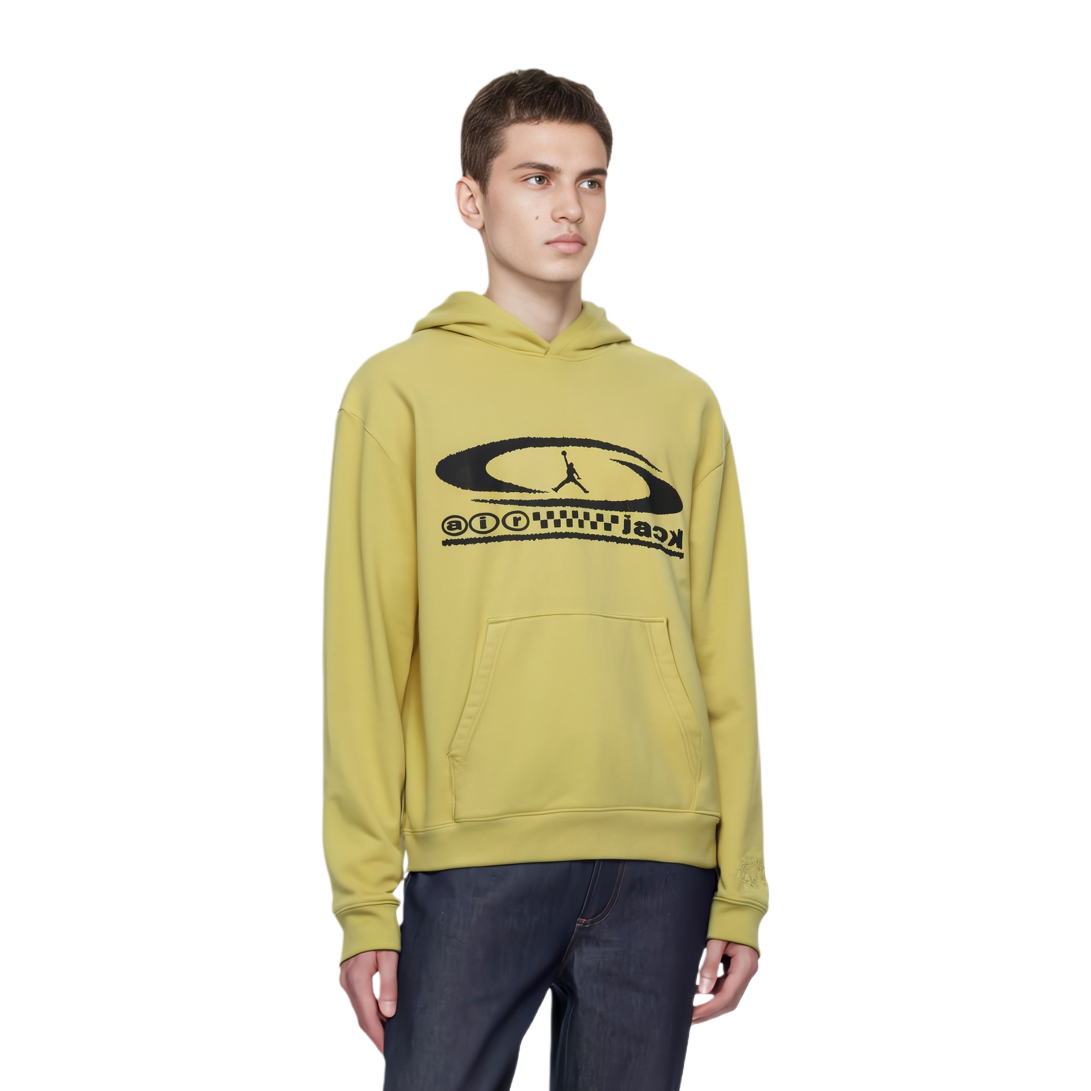 Shop Jordan x Travis Scott Celery Green Logo Print Hoodie Outdoor FQ7822-308