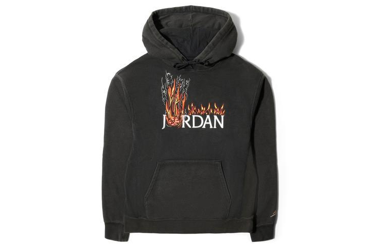 Order Jordan x Travis Scott Hoodie Hitam Motif Api (Versi AS) CK4042-010