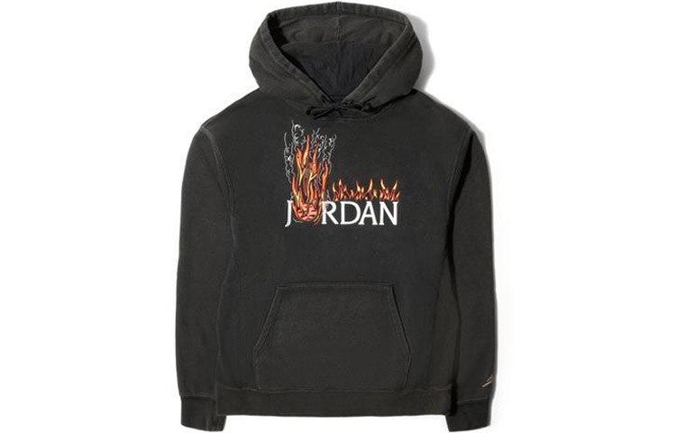 Order Jordan x Travis Scott Flames College Logo Hoodie Hitam CK4039-010