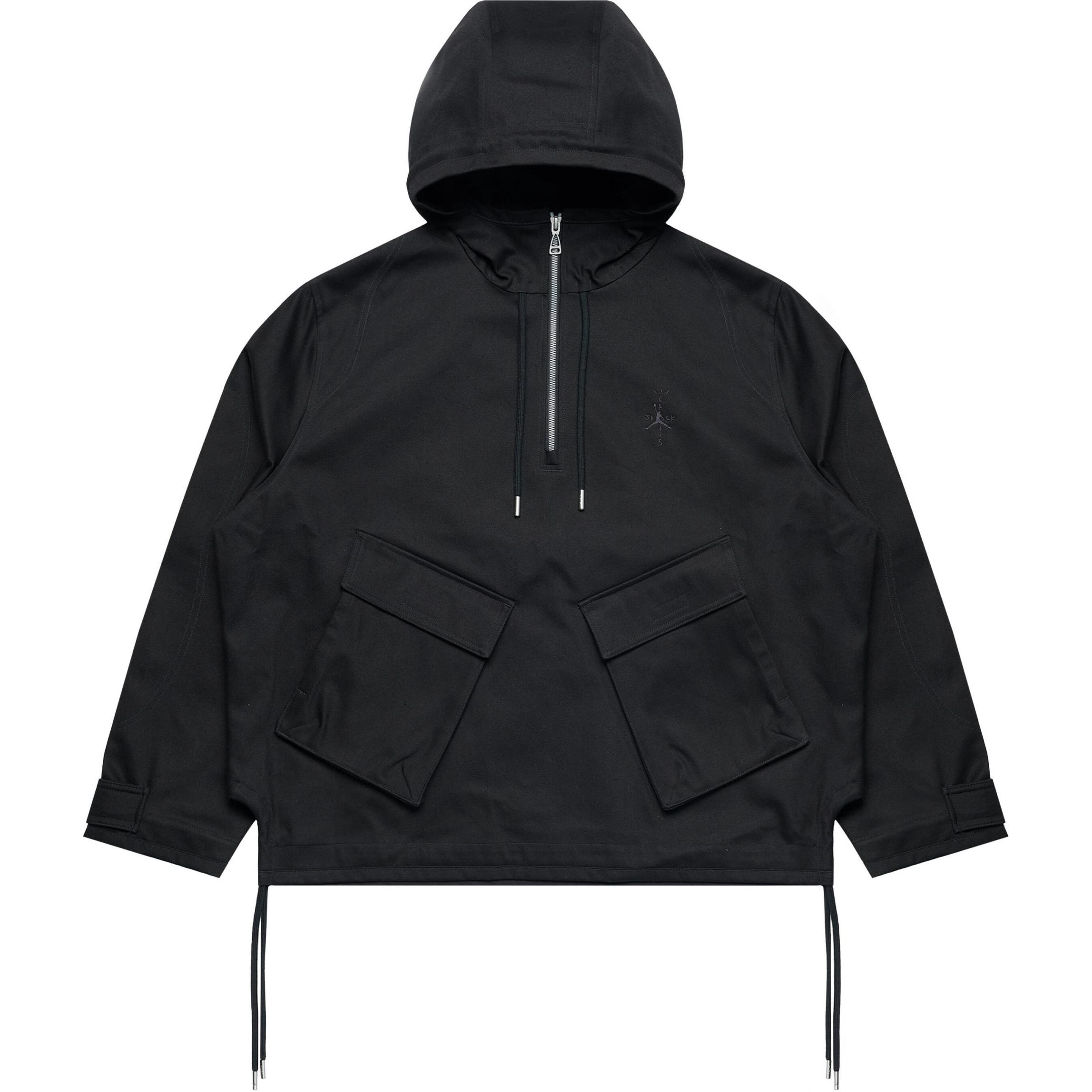 Order 조던 x 트래비스 스캇 FW24 블랙 로고 남성용 롱슬리브 후드 재킷. DZ5488-010