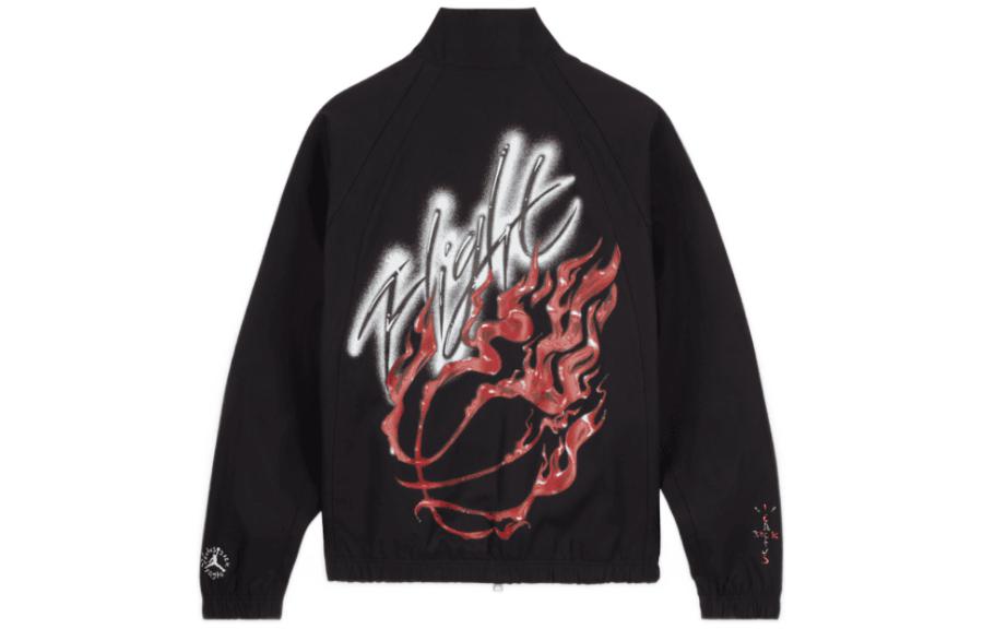 Lookbook 乔丹 x Travis Scott 黑色水钻喷绘拉链夹克 亚洲版 DO4096-010