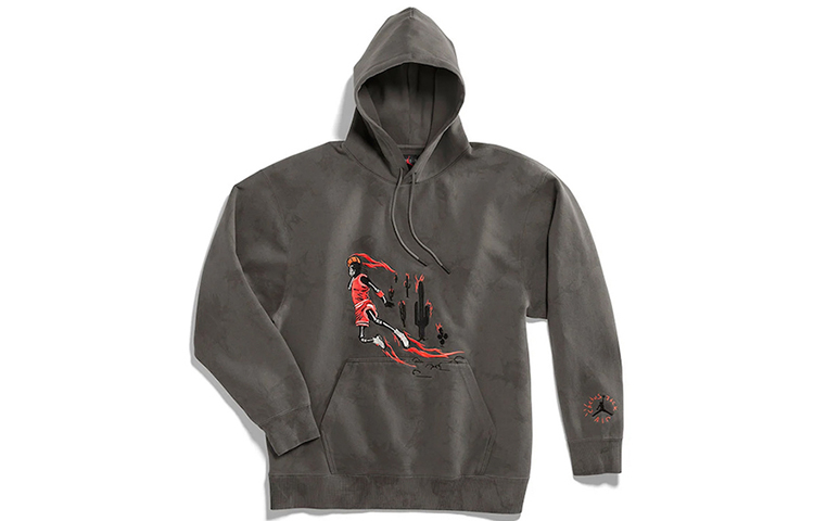 Jordan Travis Washed Suede Pullover Hoodie Grey Mens CN3422-068