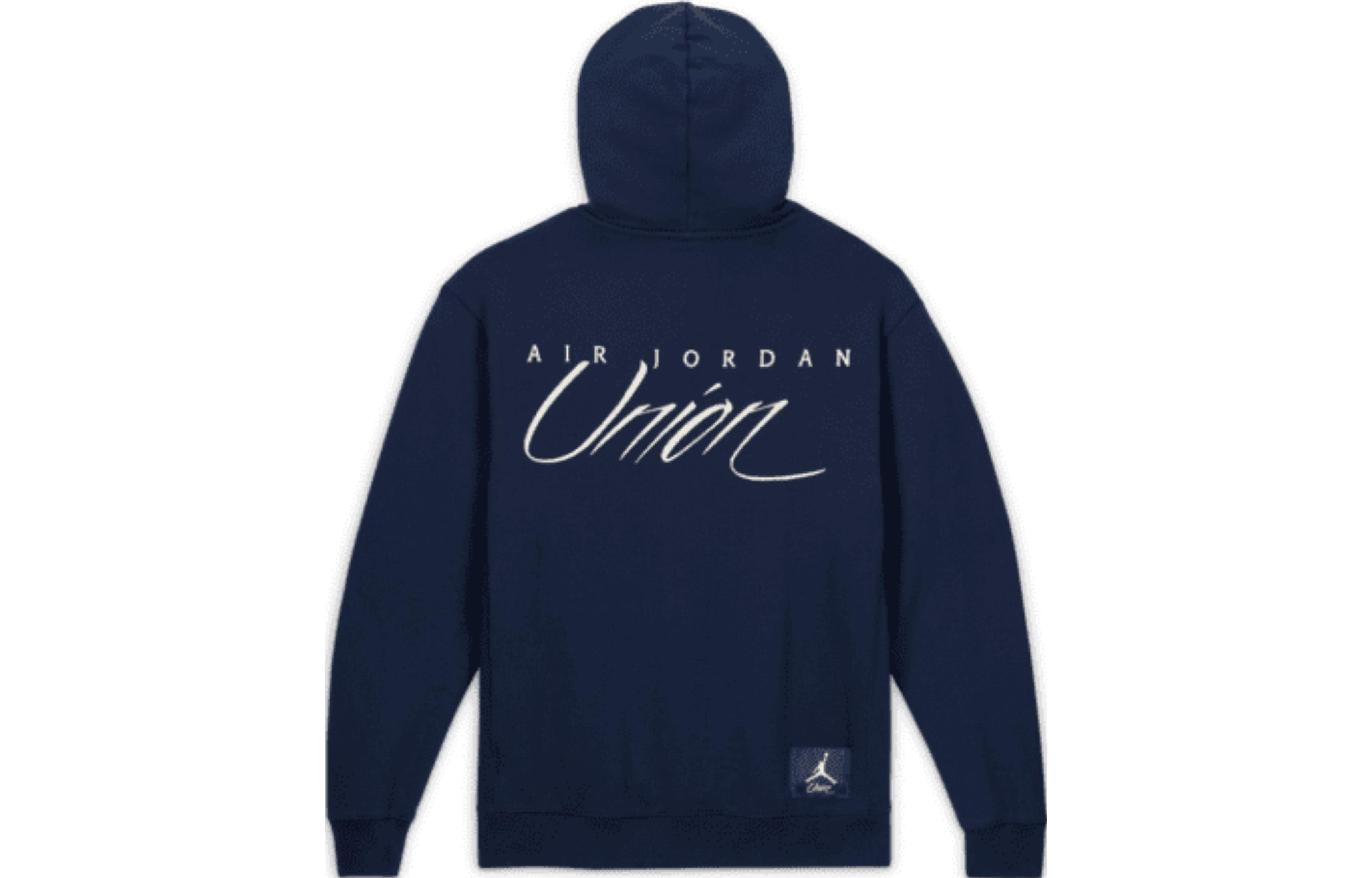Jordan UNION 23SS Fleece Hoodie Deep Blue - Unisex Pullover with Chest Print DV7334-419
