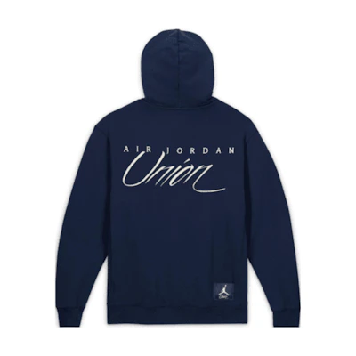 Jordan UNION 23SS Fleece Hoodie Deep Blue - Unisex Pullover with Chest Print DV7334-419